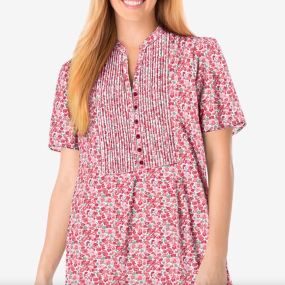 [🔆3 FOR $30🔆] Woman Within Pintucked Half-Button Tunic 2X [NWOT] - Picture 1 of 5